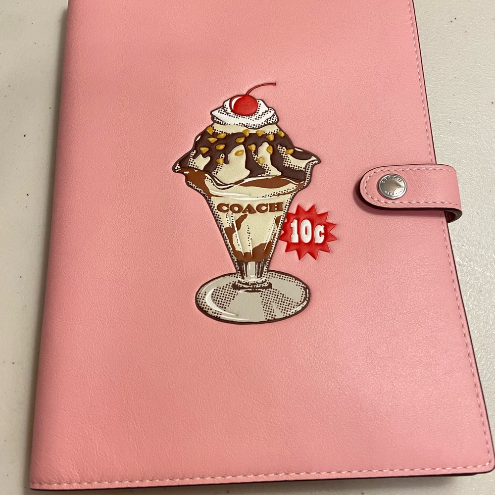 **SOLD VIA M** Coach Notebook A5 Leather Cover Sundae Boardwalk (fits B6 Flow)